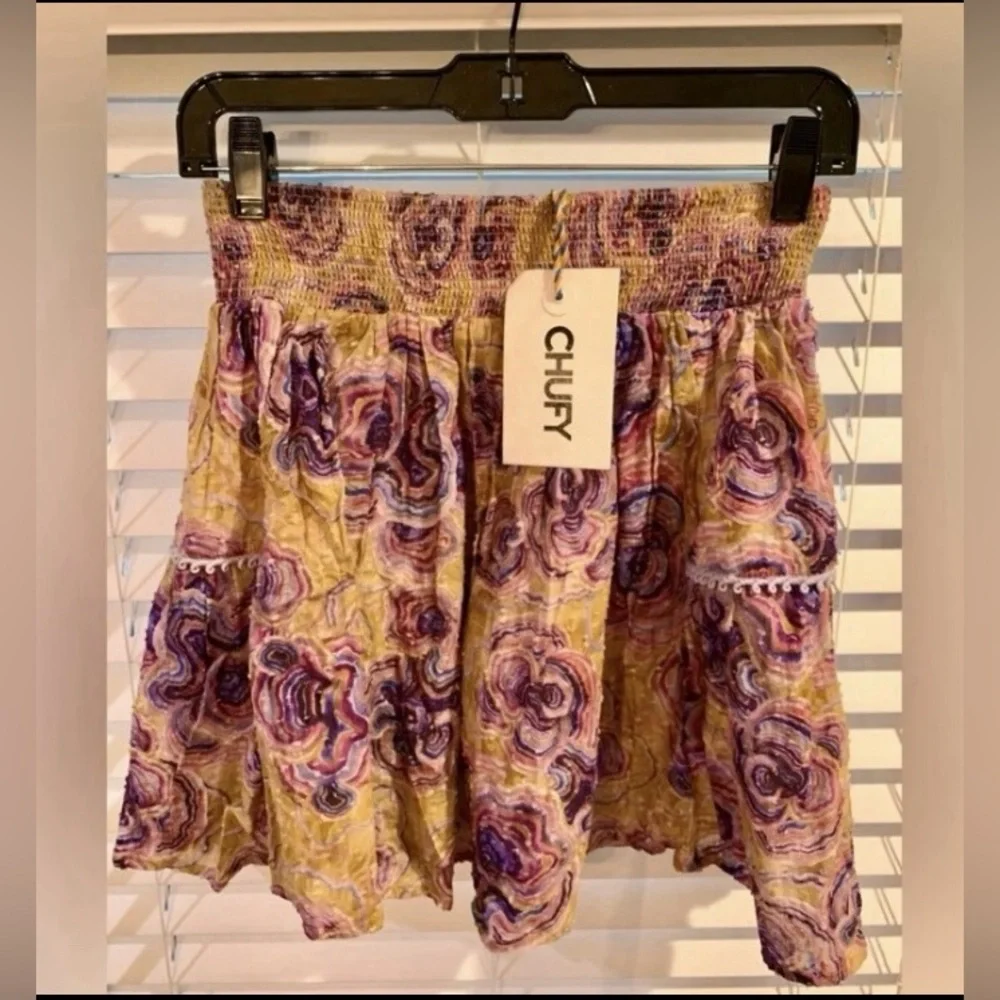 Chufy Femi Cotton Women’s Skirt Mikkel Mustard Small NWT Feminine Luxury Floral - Picture 1 of 7